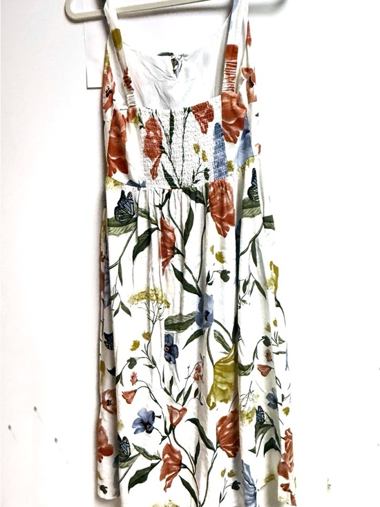 Ellen Tracy Linen-Blend Dress Midi Sleeveless White Floral Sz 10 NWT - Picture 8 of 11